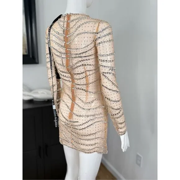 Retrofete Raes Sheer Embellished Long Sleeve Size Small - Picture 12 of 17